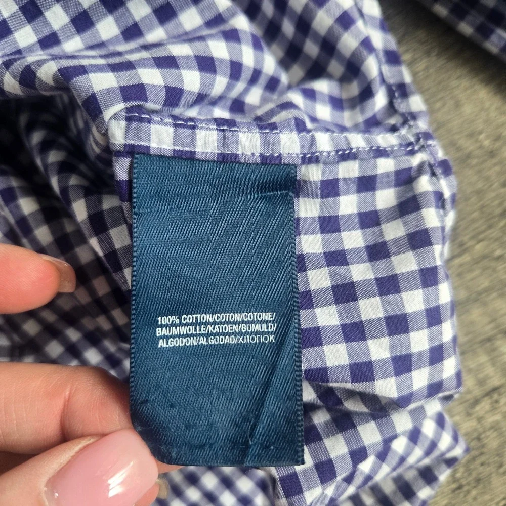 Ralph Lauren Boys Purple Gingham Button Down Shirt L 14-16 Slim Fit Cotton